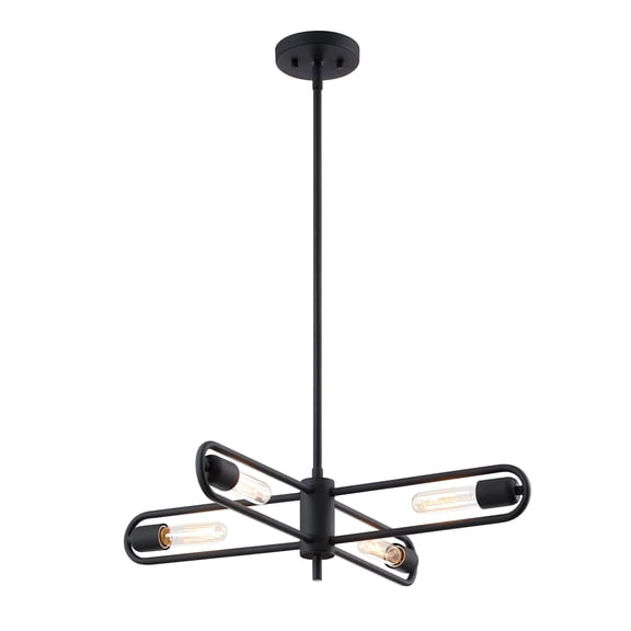Lumi 60-Watt 4-Light Black Modern Cage Chandelier Convertible Semi Flush Mount for Living Rooms
