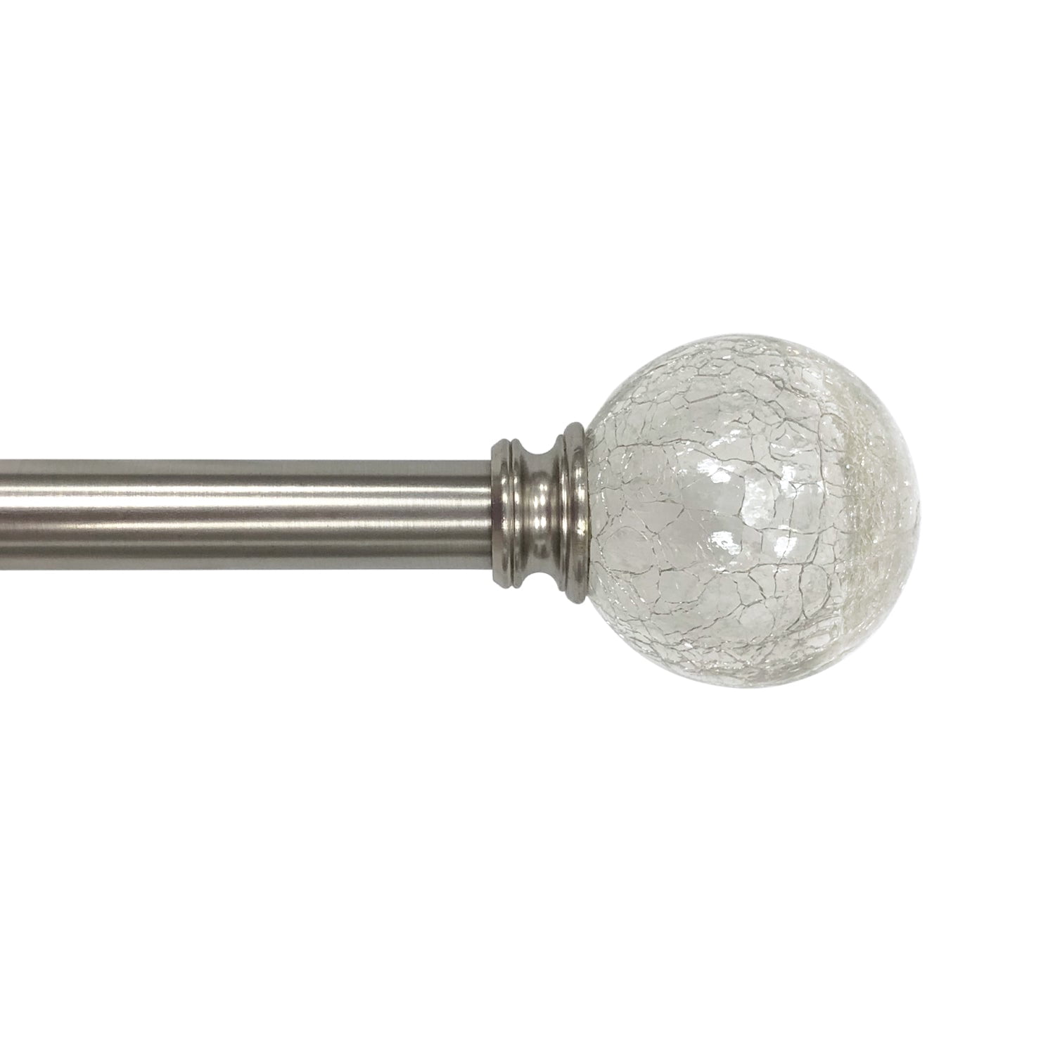 Lumi 66 in. - 120 in. Telescoping 3/4 in. Single Curtain Rod Kit in Brushed Nickel with Crackled Ball Finial