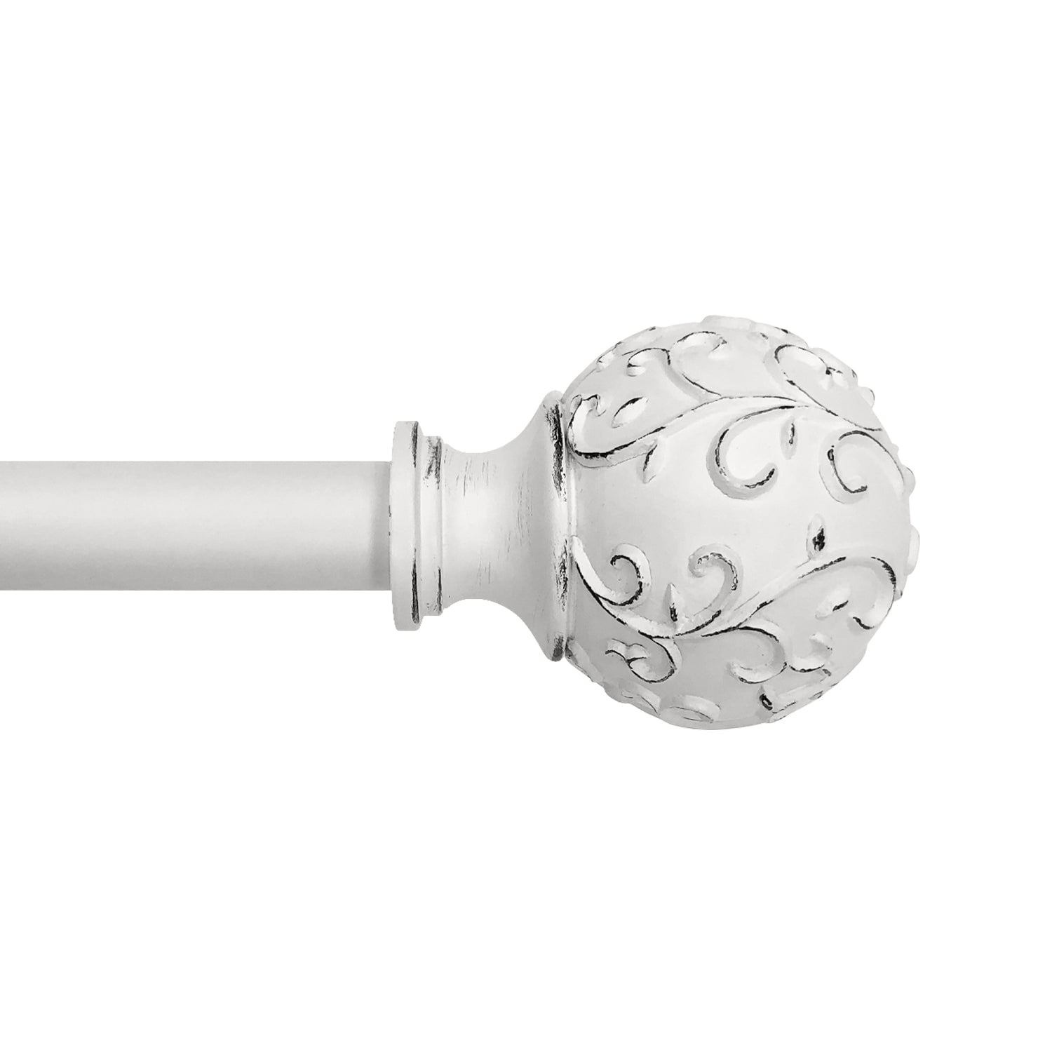Lumi 66 in. - 120 in. Telescoping 3/4 in. Single Curtain Rod Kit in White with Farmhouse Ball Finial