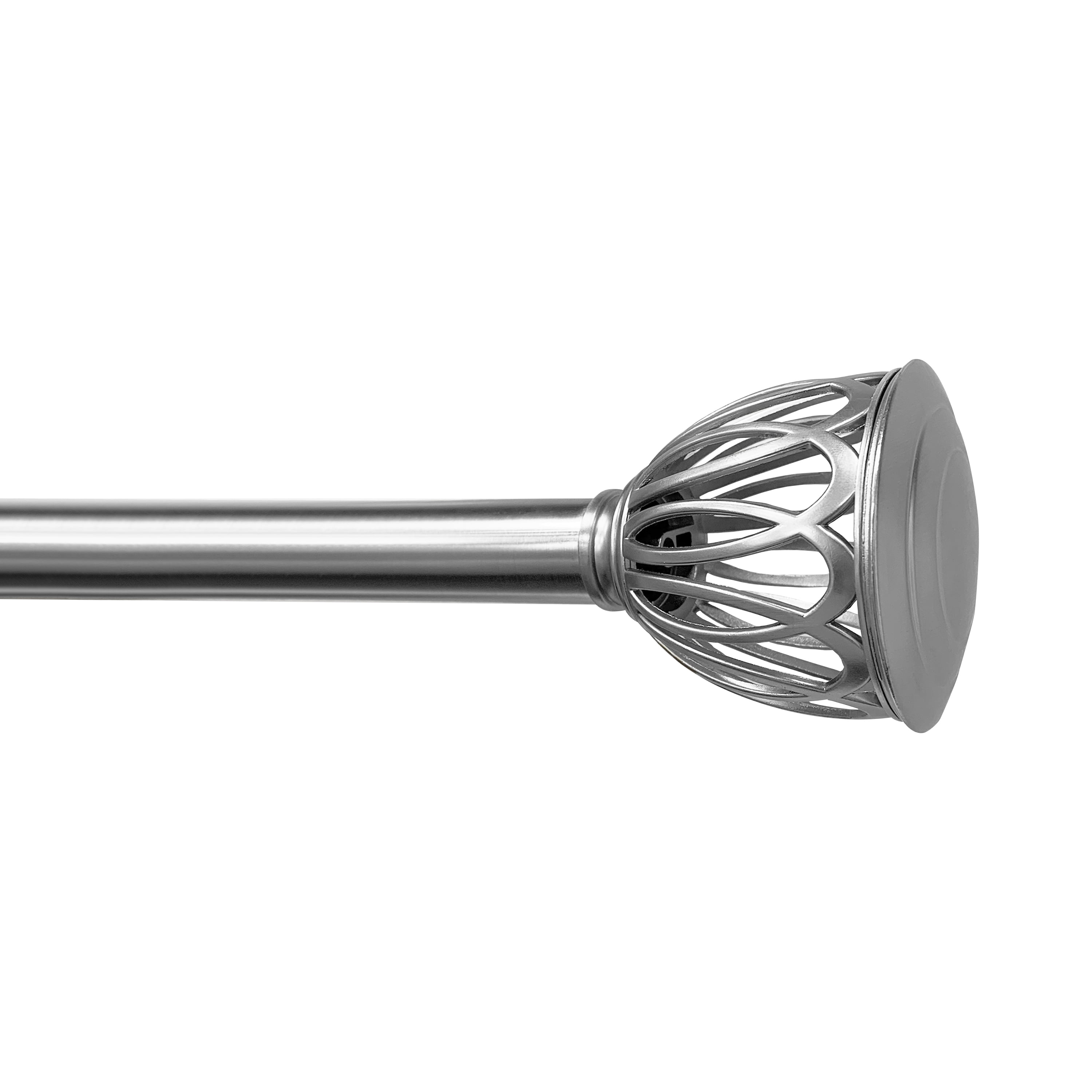 Lumi 72 " - 144 " Adjustable 1 " Single Curtain Rod Set in Brushed Nickel with Cage Finials
