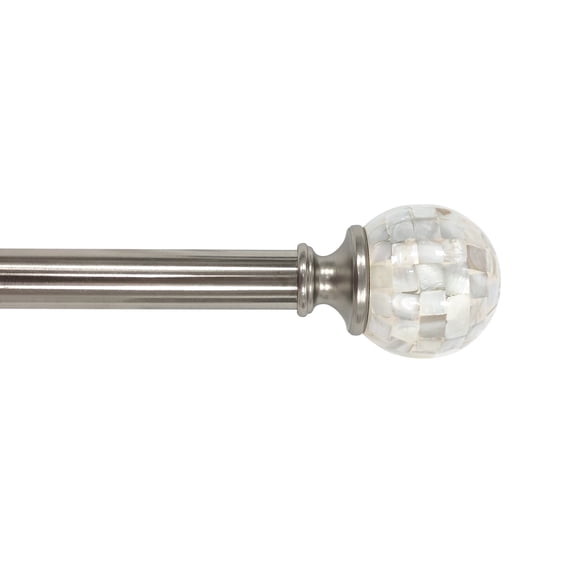Lumi 72 in. - 144 in. Telescoping 1 in. Single Curtain Rod Kit in Brushed Nickel with Shell Ball Finial