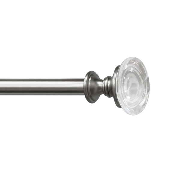 Lumi Adjustable 3/4" Curtain Rod and Brushed Nickel Crystal Knob Finial Set