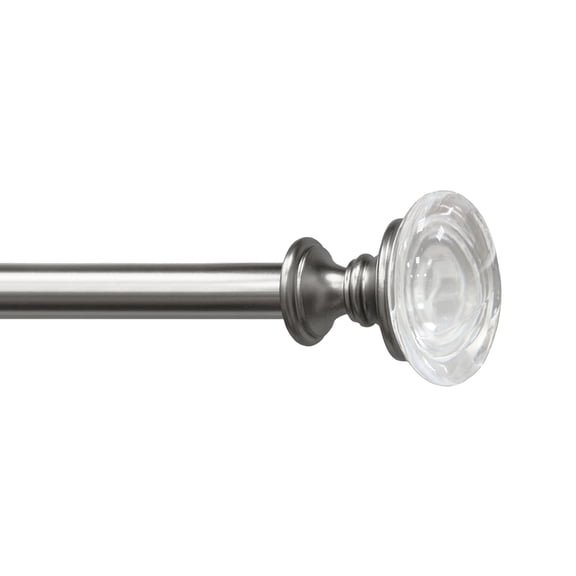 Lumi Adjustable 3/4" Curtain Rod and Brushed Nickel Crystal Knob Finial Set