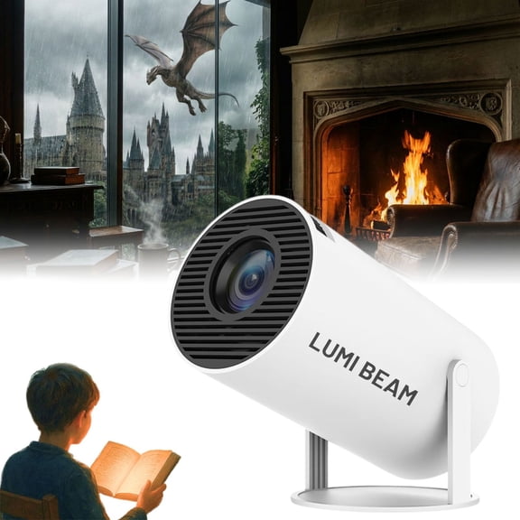 Lumi Beam Projector, 4K UHD LumiBeam Portable Projector with WiFi and Bluetooth, 180 Rotatable Auto Keystone Correction, Eye-Friendly Design, for Reading, Playing, Home Theater