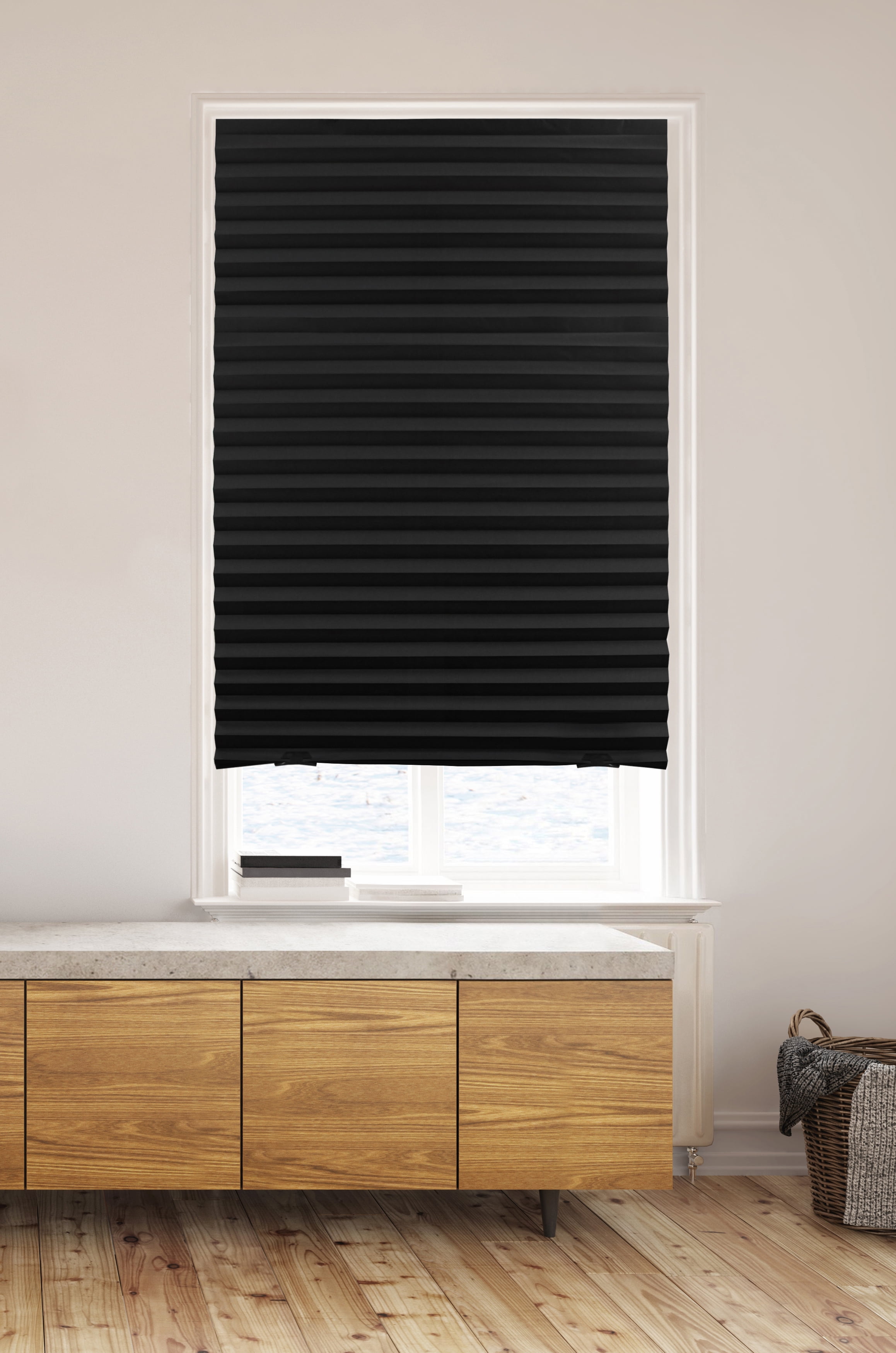 Lumi Blackout Cordless (EZ-Clip) Paper Temporary Pleated Shades, 48" x72", Black (6-Pack)