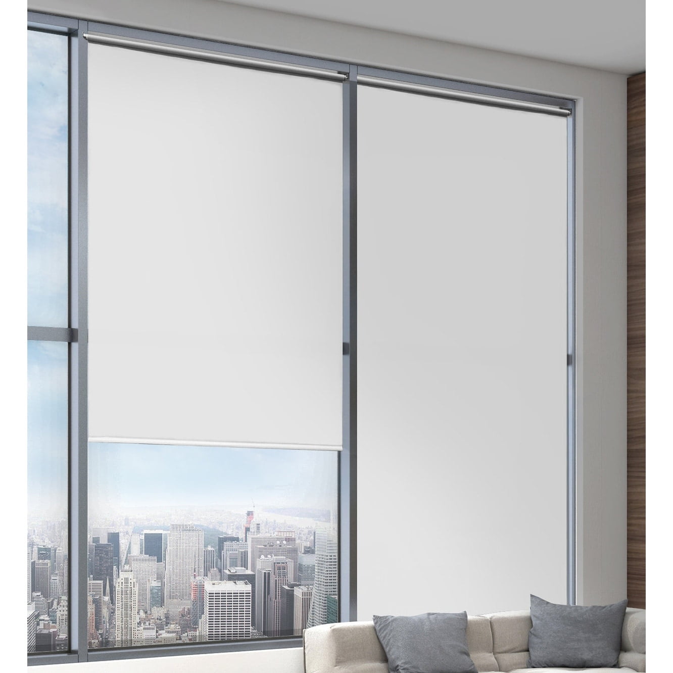 White Vinyl Cordless Room Darkening Roller Shade 39 x 72 Inches