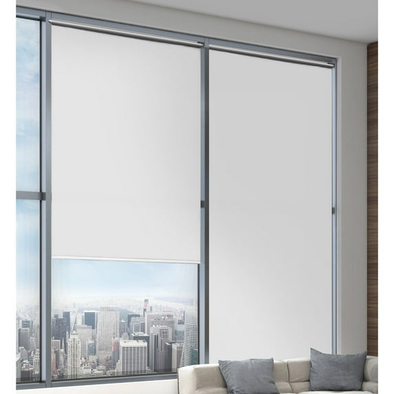 Lumi Cordless White 8 mil Vinyl Roller Shade Room Darkening 70 - 79 Inches 71 W x 72 H Inches