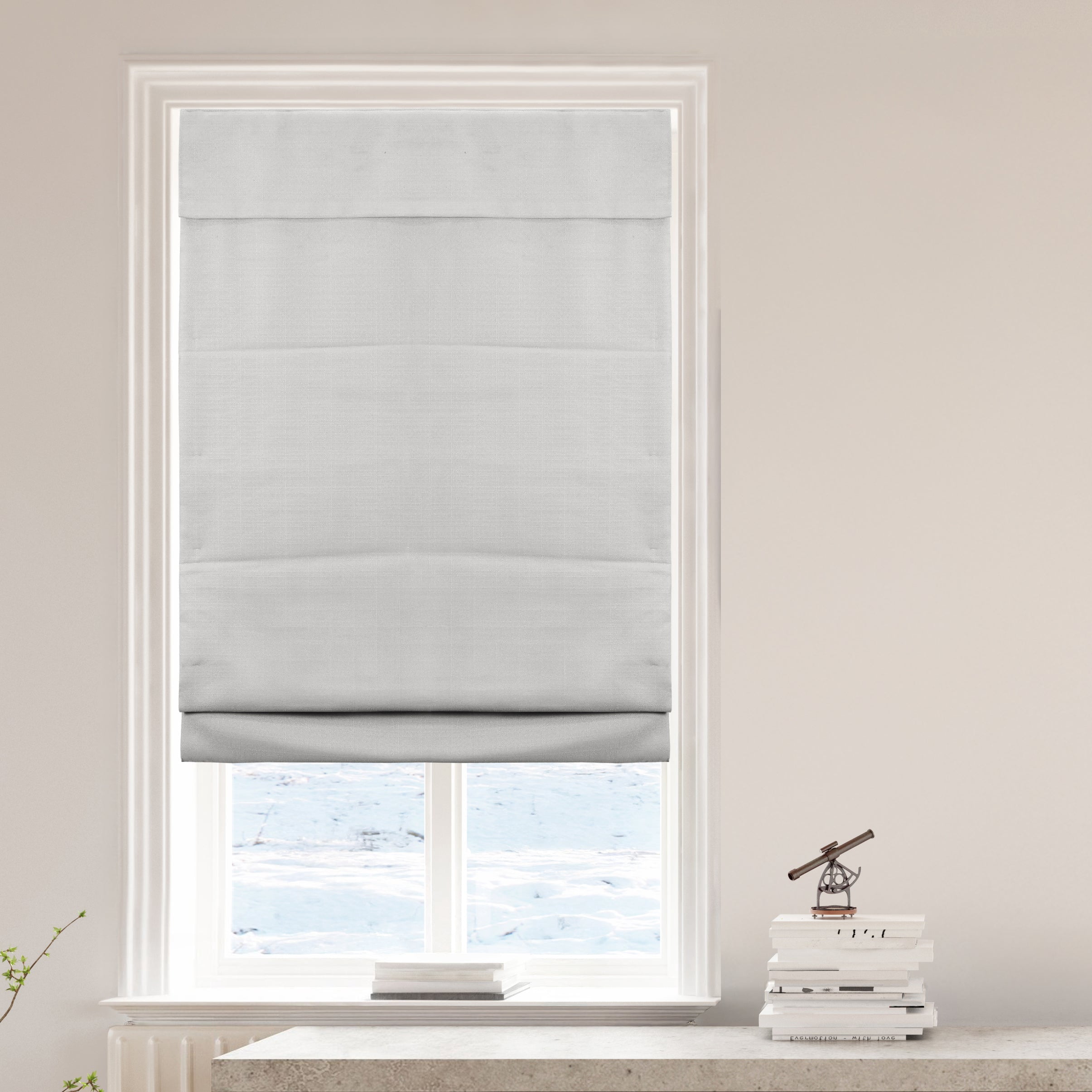 Lumi Home Furnishings 33-inch x 64-inch Cordless Slow Release Blackout Roman Shade in Cream