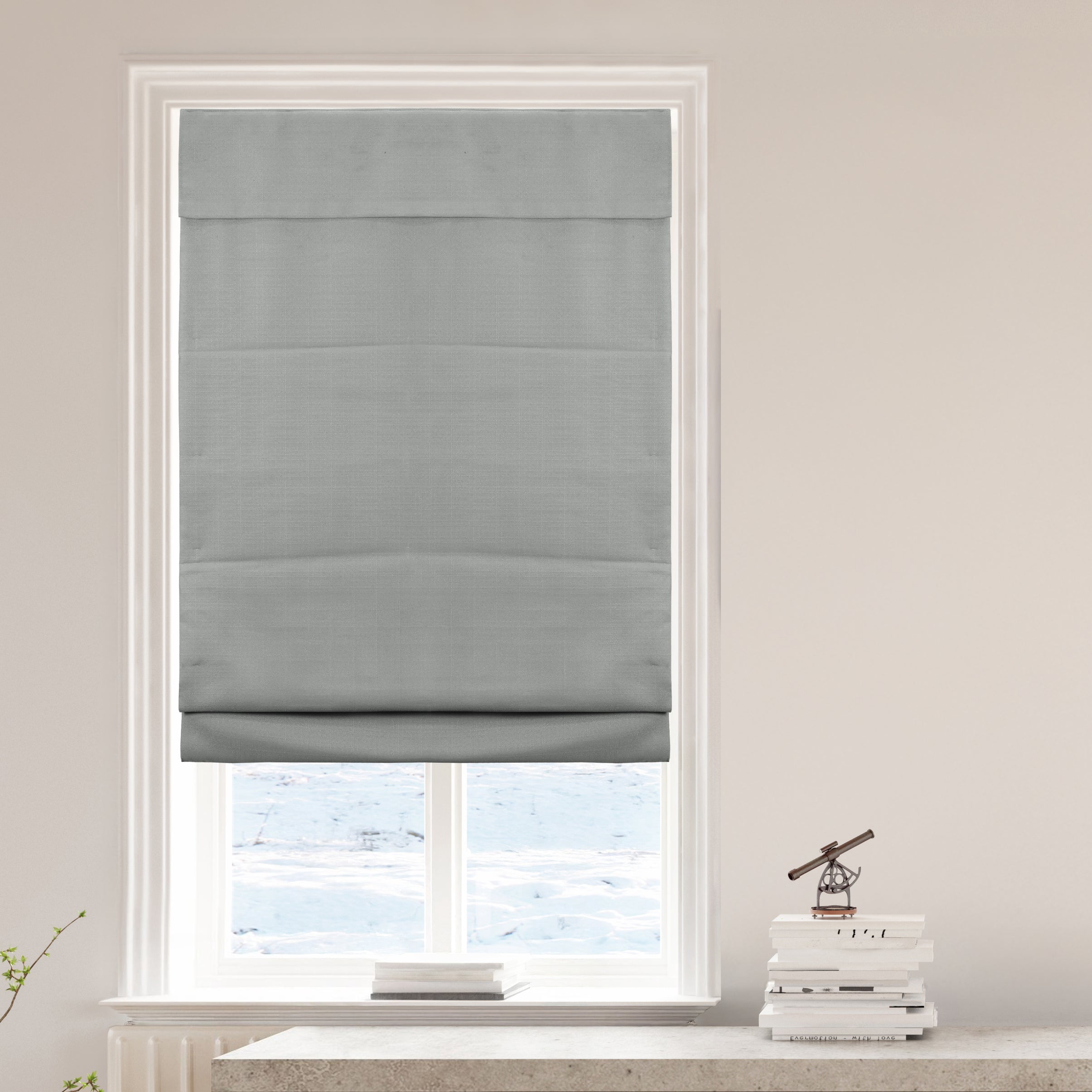 Lumi Home Furnishings 35-inch x 64-inch Cordless Slow Release Blackout Roman Shade in Gray