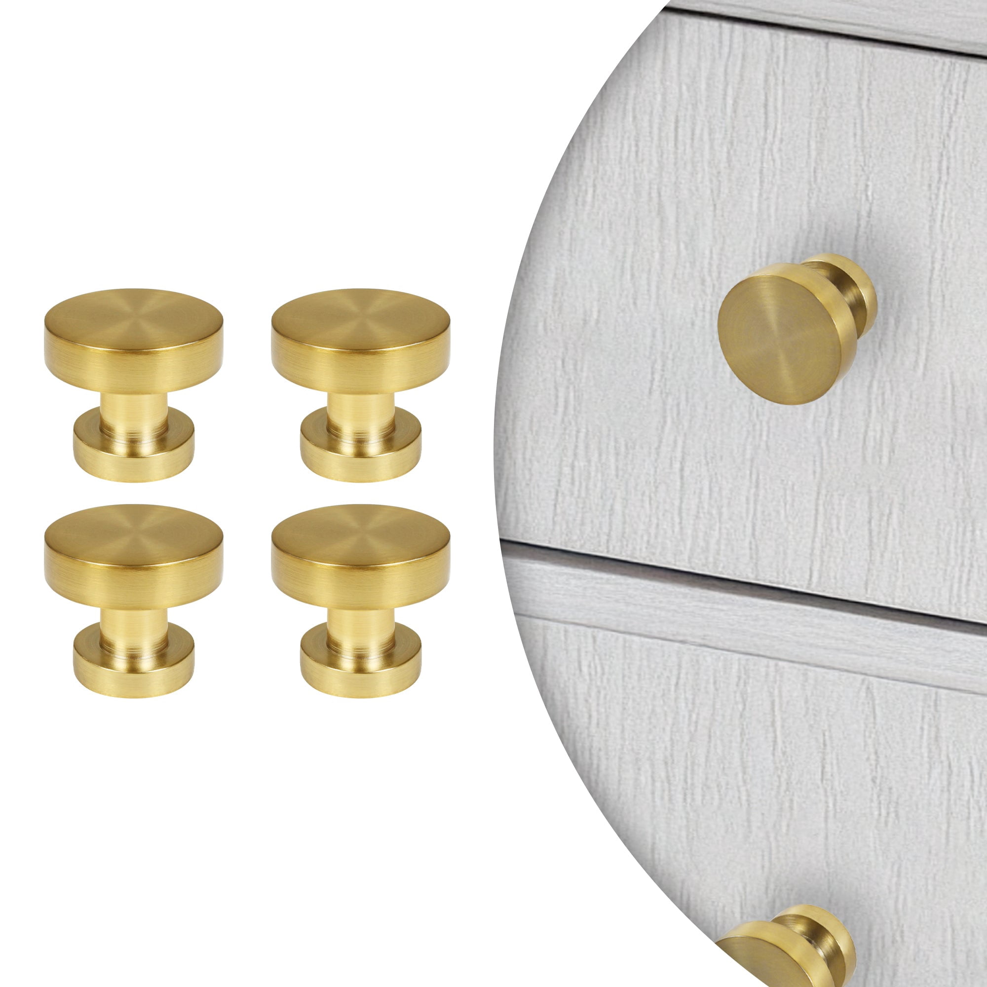 Lumi Home Furnishings Cabinet Knob Vintage Brass 4-Pack