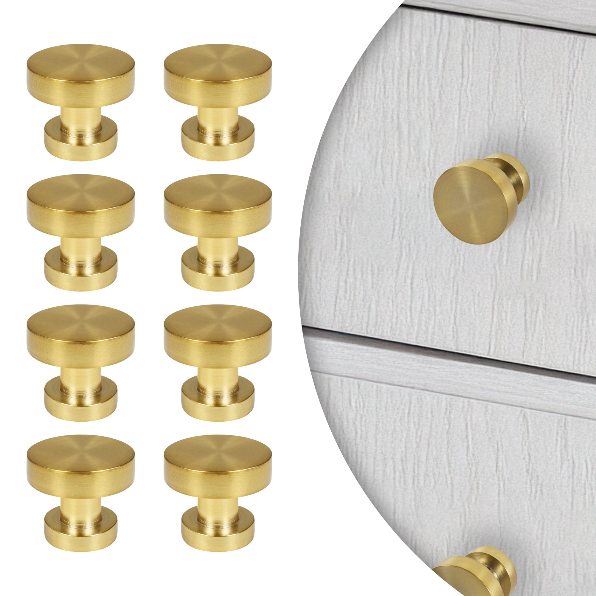 Lumi Home Furnishings Cabinet Knob Vintage Brass 8-Pack