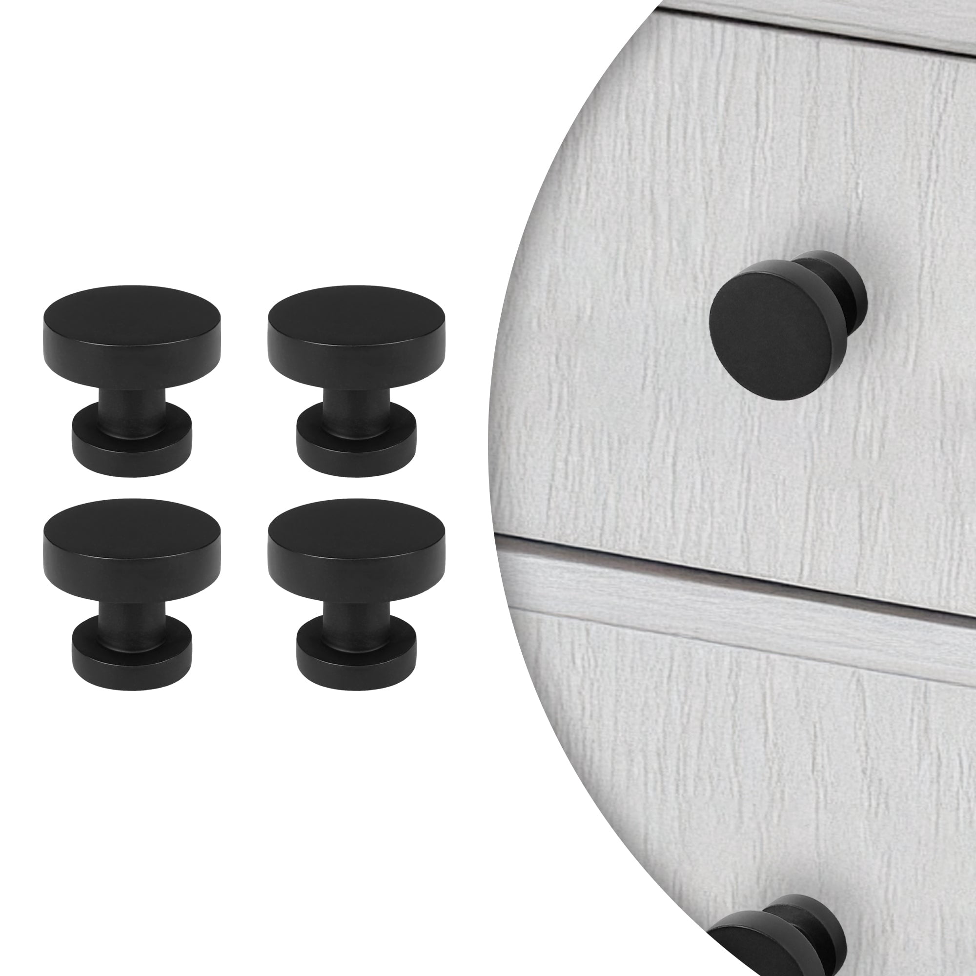 Lumi Home Furnishings Cabinet Knob Vintage Matte Black 4-Pack
