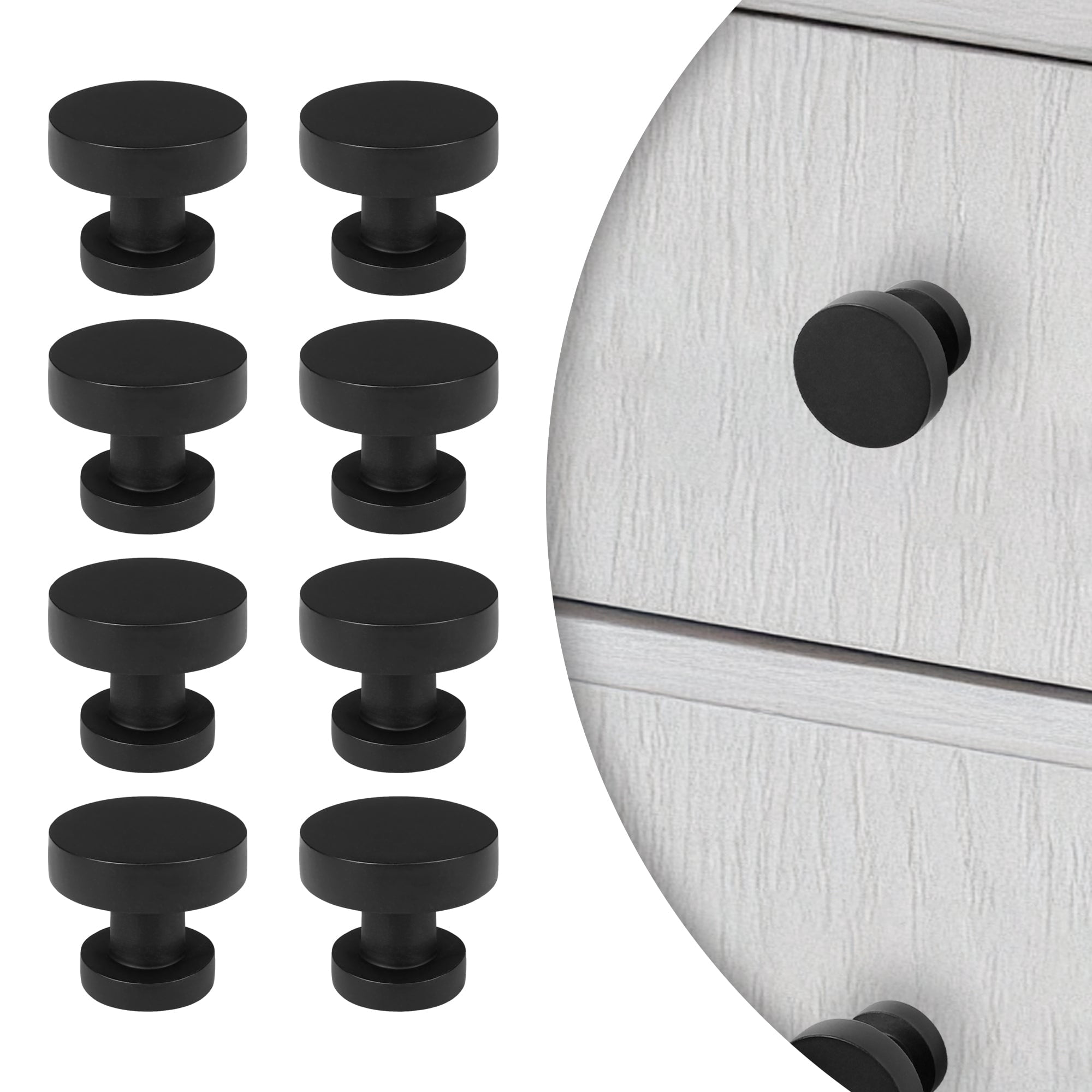 Lumi Home Furnishings Cabinet Knob Vintage Matte Black 8-Pack