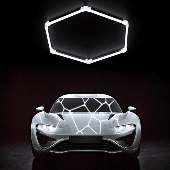 Lumi Home Hexagon Garage Lights,1Grid 6 Pack 42W 6500K High Brightness Hexagon Garage LED Lights for Garage, Shopping Mall, Workshop ,Barber shop and Car Detailing Shop etc