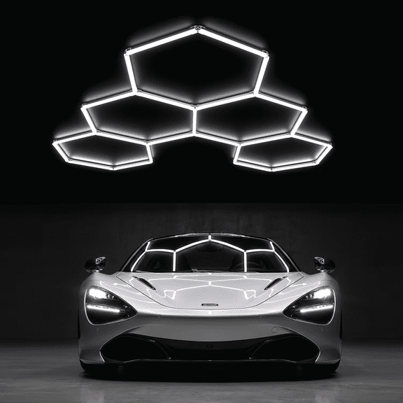 Lumi Home 25 Pack Hexagon LED Garage Lights, 5 Grids 175W 6500K High Brightness Ceiling Lights for Workshop, Barber Shop & Detailing