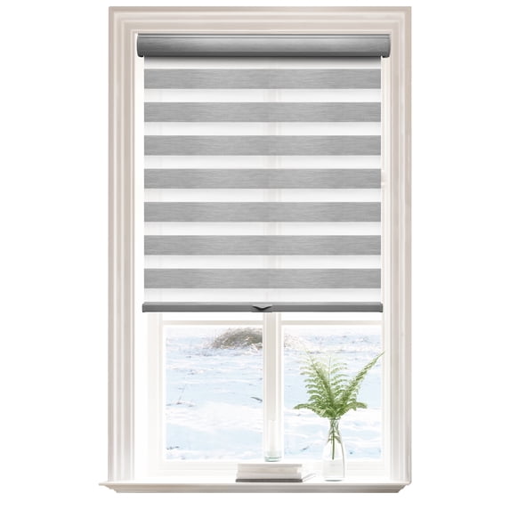 Lumi Light Filtering Cord-Free Zebra Blinds Fabric Roller Grey, 39" x72"