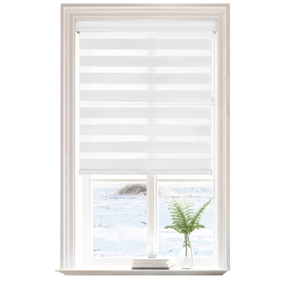 Lumi Light Filtering Cord-Free Zebra Blinds Fabric Roller White, 43"x72"