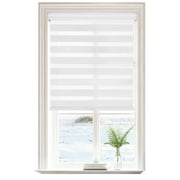 Lumi Light Filtering Cord-Free Zebra Blinds Fabric Roller White, 48"x72"
