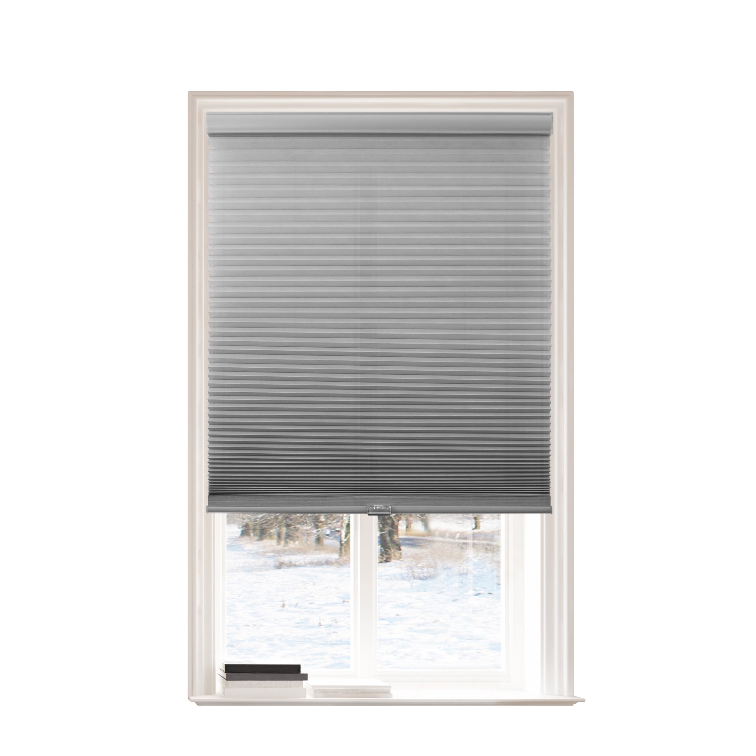 Gray Cordless Cellular Light Filtering Fabric Indoor Shades, 39" x 72"