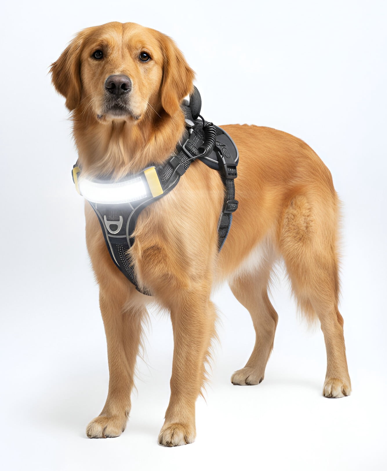 Lumi One LED Dog Harness – High Visibility Light Up Dog Harness for Night Walks – 1000 Lumen LED Dog Vest with Rechargeable Battery, Adjustable Fit & Reflective Dog Apparel (BLACK, MEDIUM)