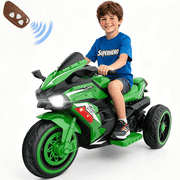 Lumi Ride on Motorcycle Toys Electric Motorcycle with LED Lights, 12V Motorcycle for 3-6 Years Kids, Green