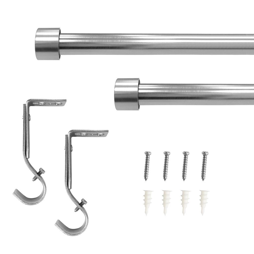 Lumi Single Curtain Rod Brushed Nickel/ Black- End Cap finials 3/4" Dia. 36"-66" L - Brushed Nickel