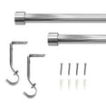 thumbnail image 1 of Lumi Single Curtain Rod Brushed Nickel/ Black- End Cap finials 3/4" Dia. 36"-66" L - Brushed Nickel, 1 of 5