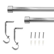 Lumi Single Curtain Rod Brushed Nickel/ Black- End Cap finials 3/4" Dia. 36"-66" L - Brushed Nickel