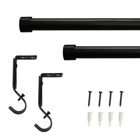 Lumi Single Curtain Rod Brushed Nickel/ Black- End Cap finials 3/4" Dia. 36"-66" L - Matte Black