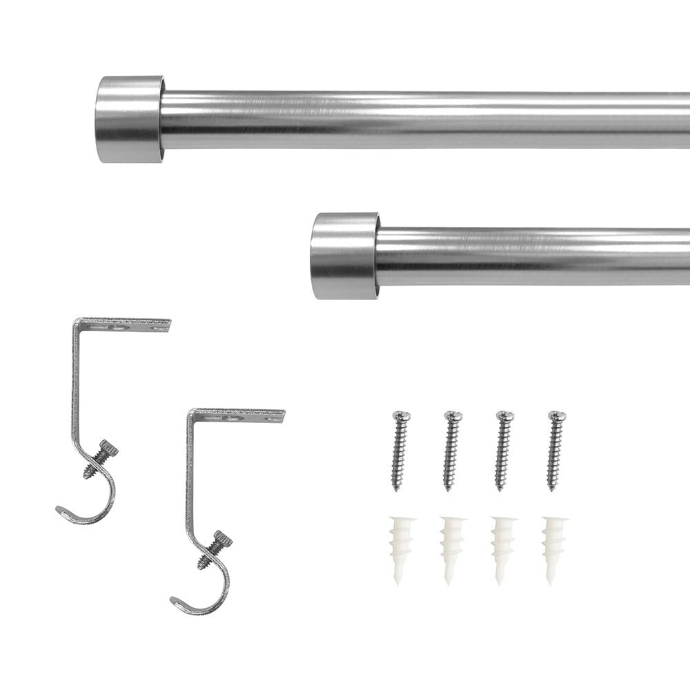 Lumi Single Curtain Rod Brushed Nickel/ Black- End Cap finials 5/8" Dia. 28"-48" L - Brushed Nickel