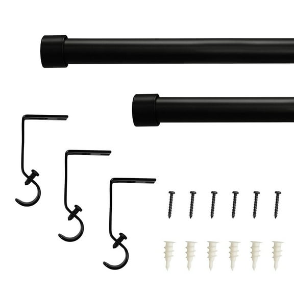 Lumi Single Curtain Rod Brushed Nickel/ Black- End Cap finials 5/8" Dia. 48"-84" L - Matte Black