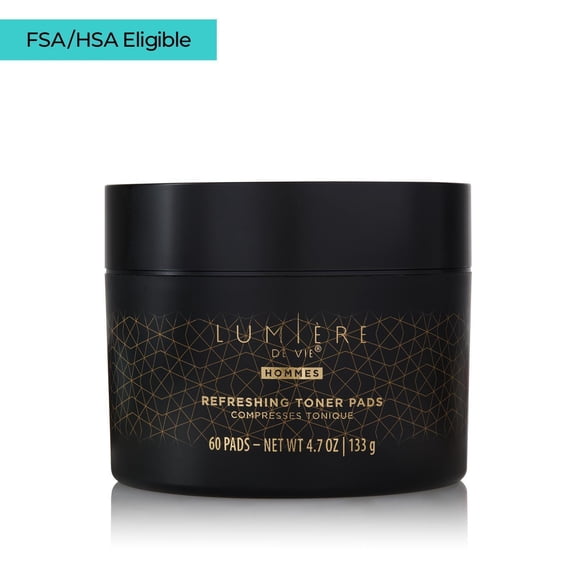 Lumire de Vie Hommes Refreshing Toner Pads - Exfoliating & Moisturizing, Smooths Complexion, Maintains Elasticity, Paraben-Free, with Witch Hazel, Hyaluronic Acid & AHA, Single Jar (60 Pads)