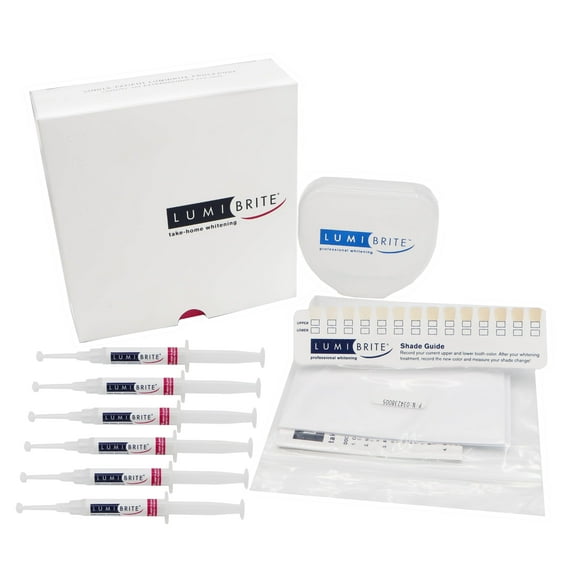 LumiBrite 32% Teeth Whitening Gel Take-Home Kit, Mint Flavor, 6 Syringes, 1 Tray Case by DenMat