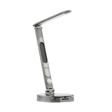 LumiCharge - All-in-One LED Desk Lamp, Wireless Charger, and Universal Phone Charging Station - Silver/Metallic Gray