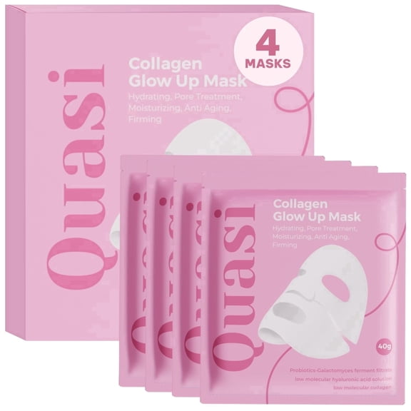 Quasi Bio-Collagen Glow Mask Set (4-Piece Overnight Treatment) | Hydrating Korean Sheet Mask | Firming & Smoothing Skincare for All Skin Types