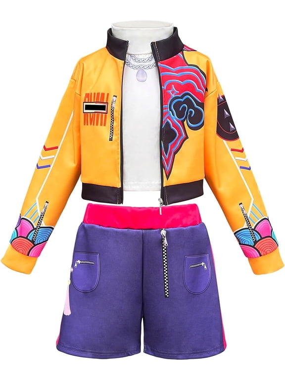 G'irl's Halloween Costume, Popular Singer Idol Group Cosplay Dress Up Outfits, 3D Printed Jacket Tank Top Shorts Set, Birthday Party & Fancy Dress Costume, 2-12 Y