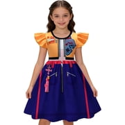 LumiFest Girls Princess Dress Ruffle Sleeves, Popular Singer Halloween Cosplay Costume, Cartoon Print Pop Idol Group Dress for Cosplay Dress Up & Birthday Party Fancy Dress