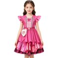 thumbnail image 1 of LumiHeily Pink Princess Dress for G'irls, 3D Print Short Sleeve Ruffle Dresses, Halloween Cosplay & Birthday Party Dress Up Outfit with Heart Purse, 1 of 3
