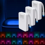 LumiLux Toilet Light Motion Detection Toilet Bowl Light 16-Color LED Bathroom Night Light, 3 Pack