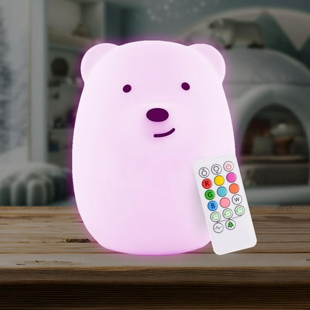 LumiPets Nursery Nightlight: Bear-Shaped Baby Nightlight - Rechargeable with Remote Bed, Sleep, Crib