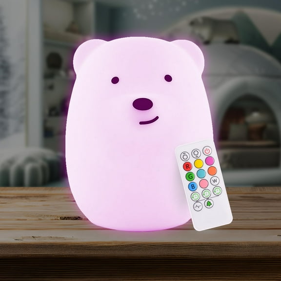 LumiPets Nursery Nightlight: Bear-Shaped Baby Nightlight - Rechargeable with Remote Bed, Sleep, Crib