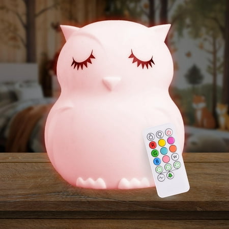 LumiPets - Kids' Night Light Owl Lamp with Remote - White