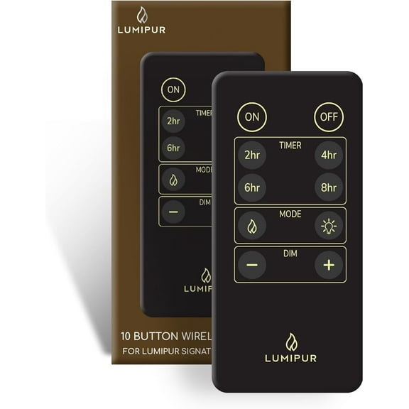 LumiPur 10-Button Flameless Candle Remote Control with Automatic Timer and Dimmer, Black