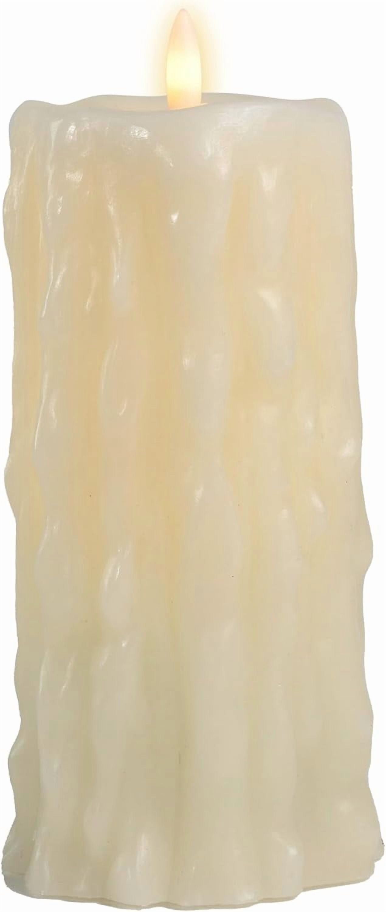 LumiPur Signature Halloween Collection Heavy Drip Natural Glow Flickering Flameless LED Wax Pillar Candle (Linen White, 3.5" x 7")