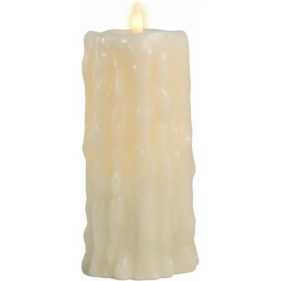LumiPur Signature Halloween Collection Heavy Drip Natural Glow Flickering Flameless LED Wax Pillar Candle (Linen White, 3.5" x 7")