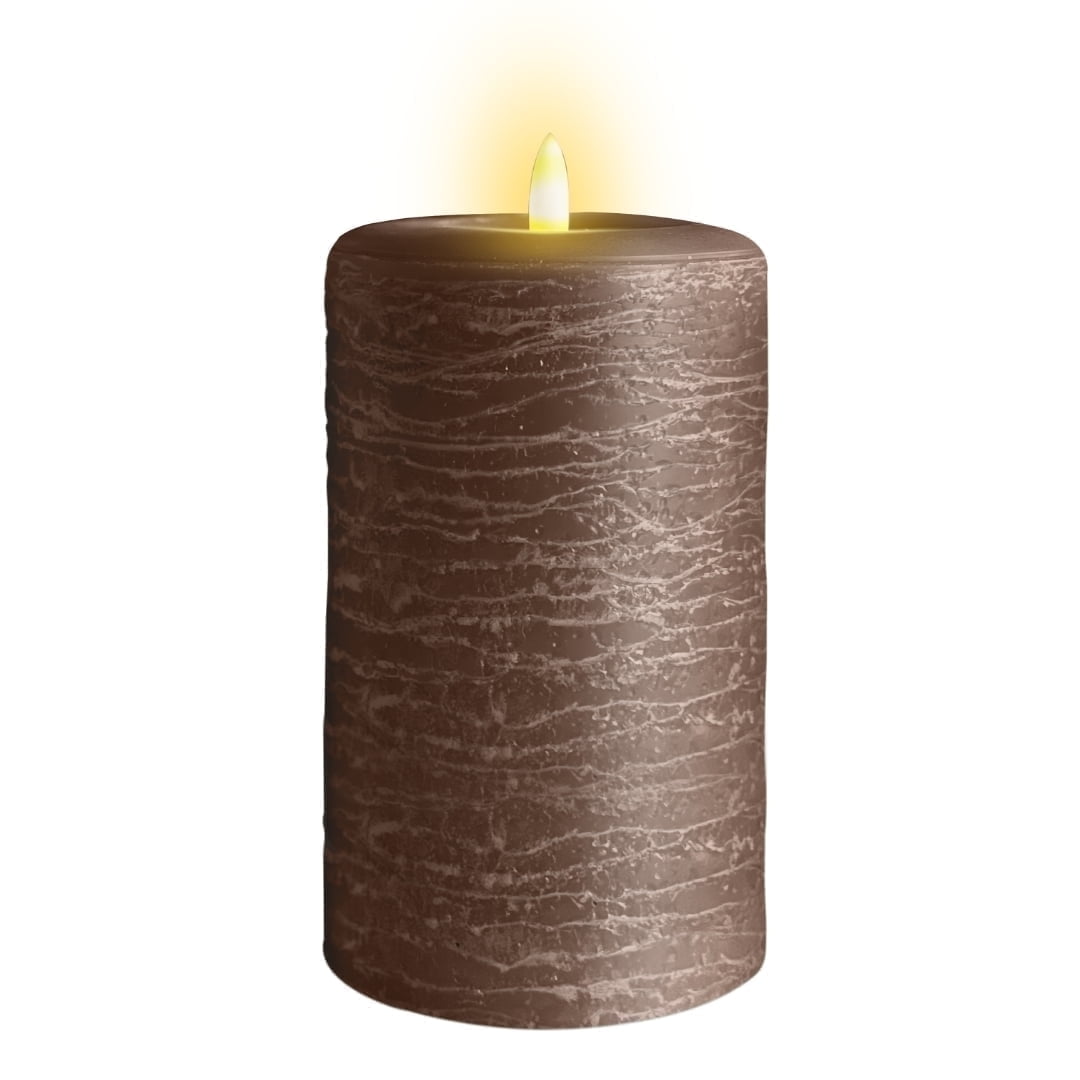 LumiPur Natural Glow Candles, Battery Operated Flameless LED Pillar Candle, Cocoa Brown, 3.5" x 7"