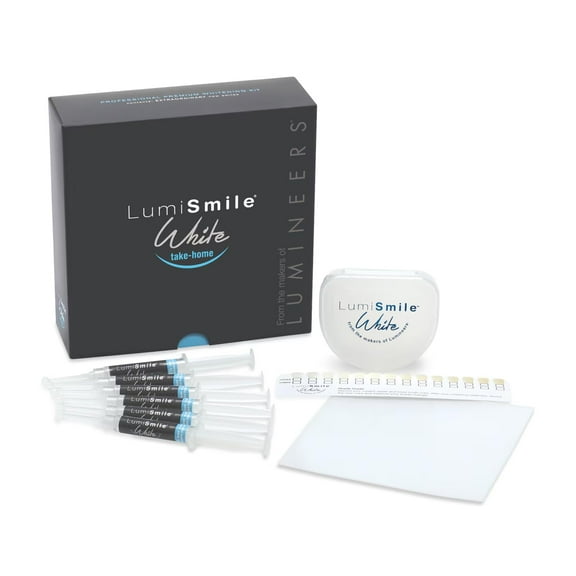 LumiSmile Take-Home Teeth Whitening Kit, 6 Syringes, 22% Carbamide Peroxide, Mint Flavor, Non-Fluoride, Tray Case, Resin Sheets Included