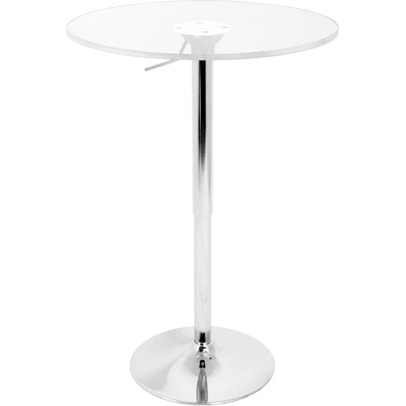 LumiSource Adjustable Bar Table, Bar Height Dining Table, Round Bar Table, High Top Table, Pub Table Bar Height, Bistro Tables (Clear)
