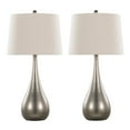 thumbnail image 1 of Grandview Gallery 29.25" Vintage Metal Modern Table Lamp Set with Teardrop Design and Natural Linen Tapered Drum Shades - Contemporary Lighting Perfect for Nightstands and End Tables (Set of 2), 1 of 5