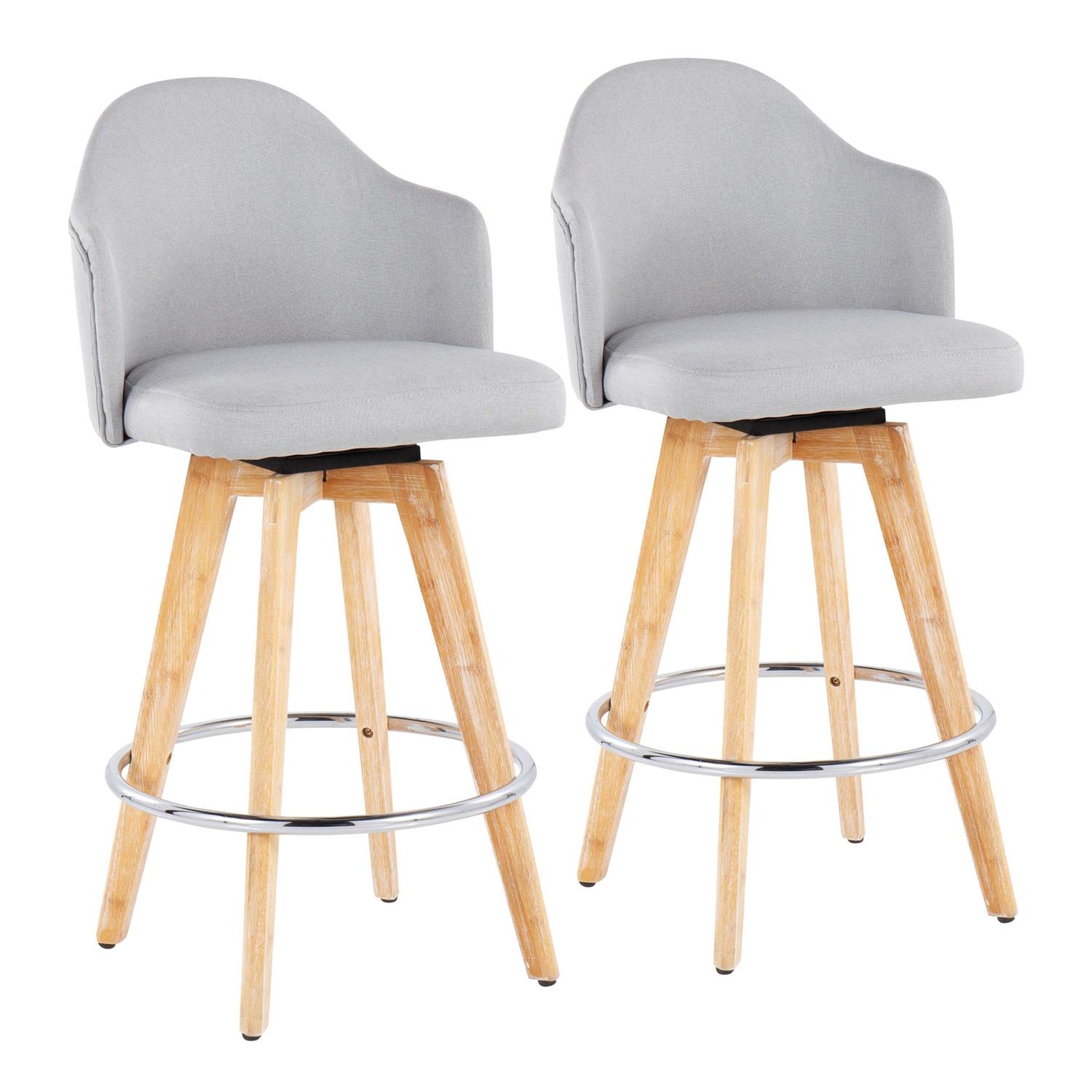 LumiSource Ahoy Fabric Counter Stools, Natural/Light Gray, Set Of 2 ...